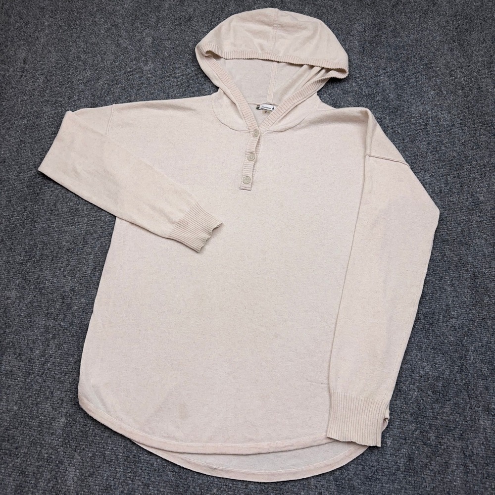 Smartwool Shadow Pine Hoodie Sweater Women's M Cream Oatmeal Merino Wool Henley